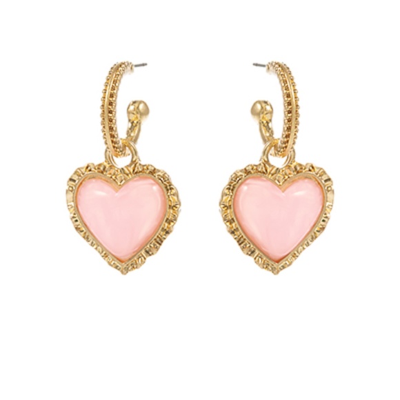Vintage Framed Heart Dangling Hoops - Picture 1 of 2